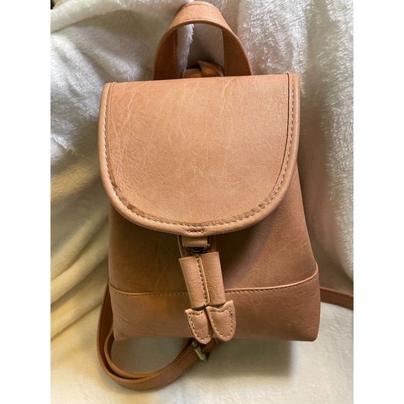 Street Level Handbags - Street Level Womens Purse Backpack Style Brown Vegan Leather "Kate"